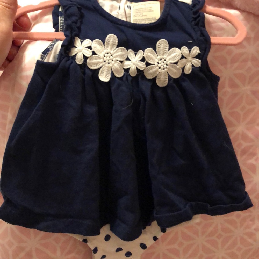 Blue and white polka dress
